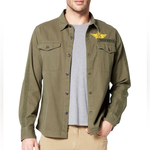 DOCKERS Men's Military Shirt Jacket - Picture 1 of 12
